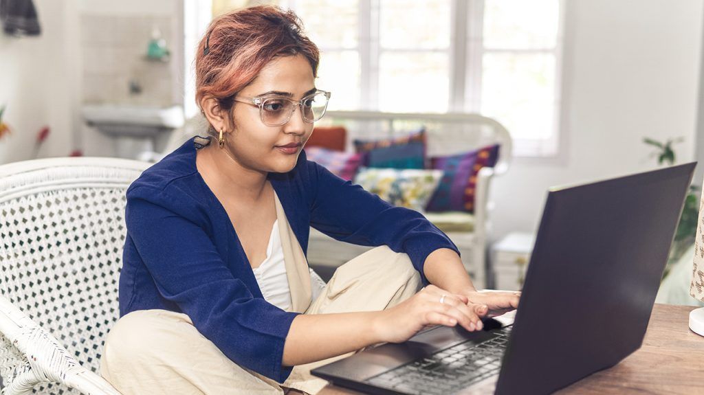 Woman in front of laptop